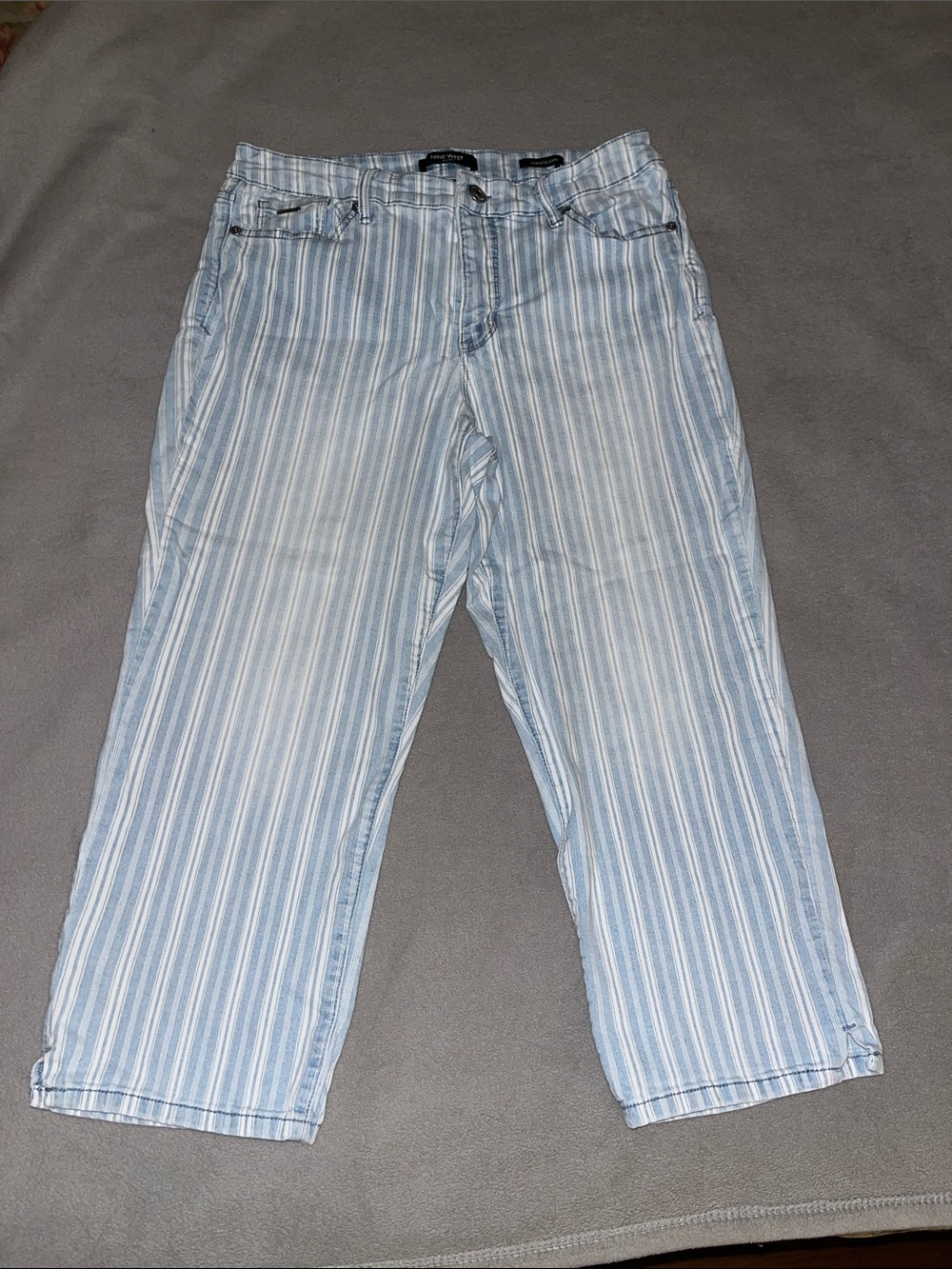Nine West Light Blue & White Striped “Chrystie” Capris